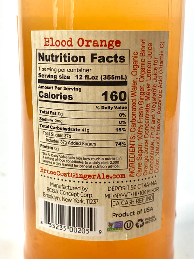 Unfiltered Bruce Cost Ginger Ale Blood Orange with Meyer Lemon 12 fl oz
