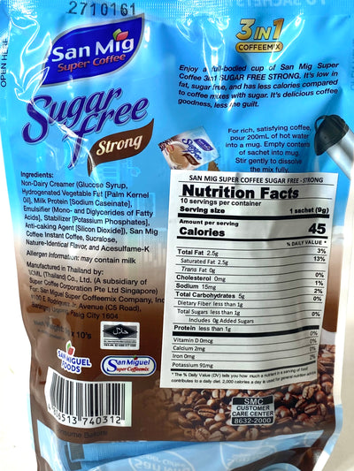 San Mig 3 in 1 Coffee Mix Sugar Free Strong 9g x 10 Satchets