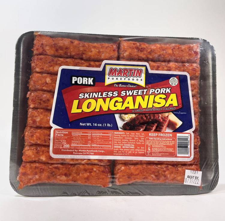 Martin Purefoods Longanisa Sweet Pork Skinless 16 oz (2-Pack)