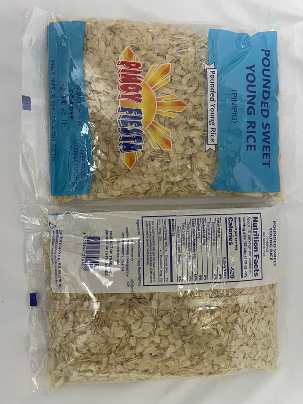 Pinoy Fiesta Pounded Sweet Young Rice (Pinipig) 8oz per pack (2-Pack)