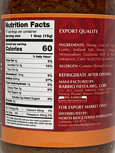 Barrio Fiesta Ginisang Bagoong Sauteed Shrimp Paste SWEET 17.6 oz 500 g Large