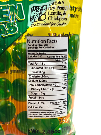 W.L. Muncher Green Peas Original Flavor 2.46oz 70g