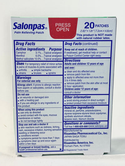 Salonpas Pain Relieving Patch 20pcs