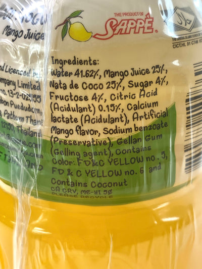 Mogu Mogu Drink with Nata de Coco MANGO Flavored 10.8 f oz 320 mL (6-PACK)