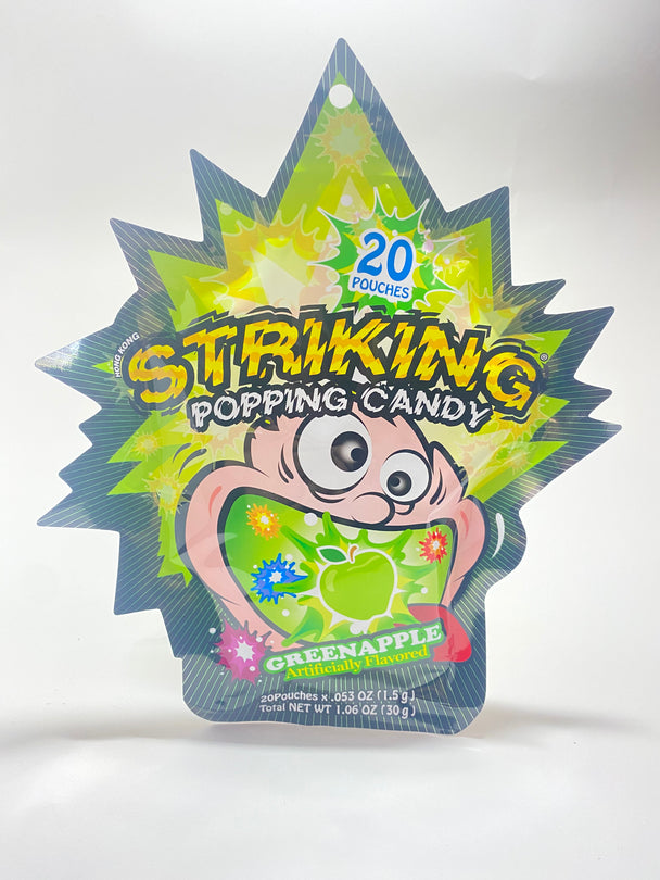 Striking Greenapple Popping Candy 20 Pouches x 0.53 oz (1.5g)