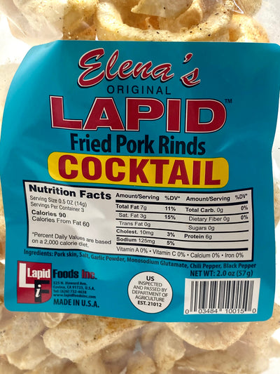 Elenas Original Lapid Fried Pork Rinds Cocktail 2 oz (57 g)