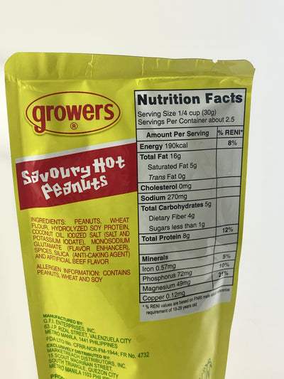 Growers Savory Hot Peanuts 80g