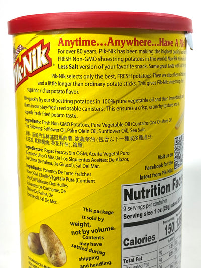 Pik Nik 50% Less Salt Shoestring Potatoes 255 g