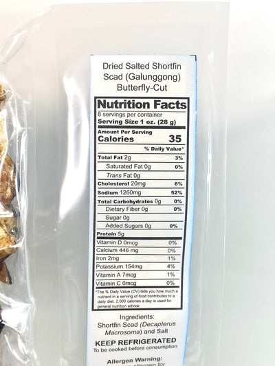Lucia Dried Salted Shortfin Scad (Galunggong) Butterfly Cut Pack of 2