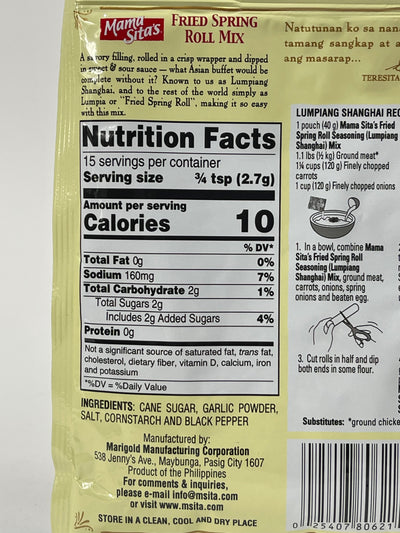 Mama Sitas Lumpiang Shanghai Mix Fried Spring Roll Seasoning 40 g