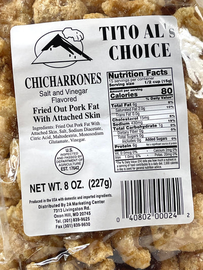 Tito Als Choice Chicharones Salt and Vinegar Flavor 227 g