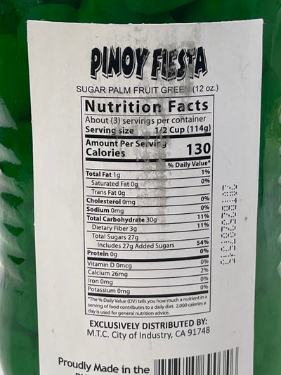 Pinoy Fiesta Sugar Palm Fruit Berdeng  Kaong Green 340 g