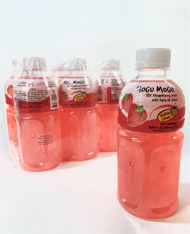 Mogu Mogu Drink with Nata de Coco STRAWBERRY Flavored 10.8 f oz 320 mL