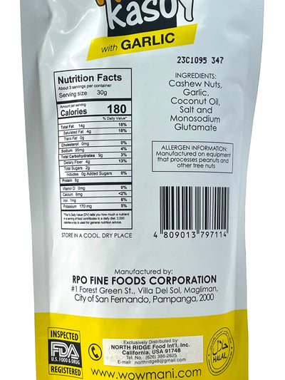 Wow Kasoy Cashew Nuts with Crispy Garlic Chips 2.82 oz