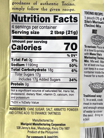 Mama Sitas Tocino Marinating Mix 75 g