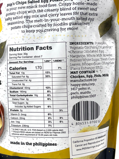 Stips Chips Salted Egg Potato Chips Original 200 g